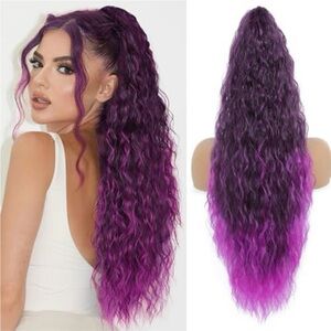 Purple Ombre Long Wavy Ponytail Hairpiece - Women Hair